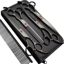 7.0In Titanium Professional Dog Grooming Scissors Set,Straight &amp; Thinning &amp; Curv - £30.08 GBP