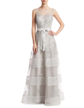 Teri Jon by Rickie Freeman Embroidered Floral Tulle Gown (Size 2) - £196.61 GBP