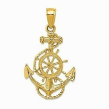 NEW 14 K Anchor And Wheel Pendant Charm REAL SOLID 14 k Gold - £189.16 GBP