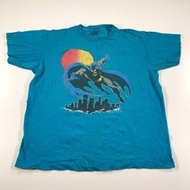 Vintage Batman Shirt Mens Large Teal Blue Flying Over City 1989 DC Comics - £149.27 GBP