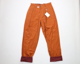 NOS Vintage 90s Streetwear Mens 32x34 Pleated Flip Cuff Baggy Fit Pants Orange - $79.15