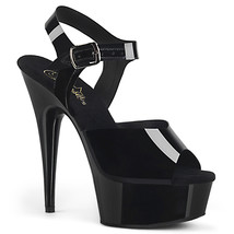 Pleaser DELIGHT-608N 6&quot; Heel Black Tpu Jelly Like Platform Ankle Strap Shoes - £44.72 GBP
