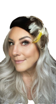 Retro 50s Adele Clair Brown Velour Feathered Cocktail Hat Size 22 Church... - $34.75