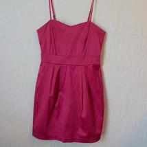 Forever 21 Pink Satin Mini Sheath Dress Spaghetti Straps Zip Up Stretch ... - $11.87