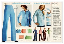 Montgomery Wards Polyester Knitwear 70s Fashion Vintage 1977 2-Page Magazine Ad - £9.83 GBP