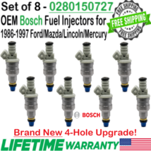 NEW OEM x8 Bosch 4-Hole Upgrade Fuel Injectors for 1987-1989 Ford F-250 5.8L V8 - £357.09 GBP