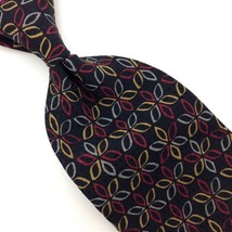 Jhane Barnes Made In Japan Tie Fan-Floral Black Red Gray Silk Necktie Men I21-51 - £15.81 GBP