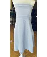 Seersucker Strapless Blue Striped Dress Merina Collection s 8 - $35.26 CAD