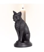 Alchemy Gothic Faust&#39;s Familiar Black Cat Tapered Candle Stick Holder Wi... - $28.95