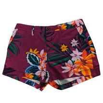 Old Navy Everyday Chino Shorts Size 4 Magenta Floral Flat Front Casual - £18.24 GBP