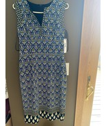 NWT Maggy London split vneck geometrical navy pretty dress sz 6 - £37.49 GBP