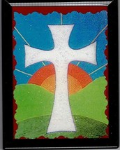 Cross Sunrise Sunset Christian Religious 3&quot; x 4&quot; Framed Artwork Magnet Gifts - £3.99 GBP
