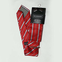 Bill Robinson Men Tie with pocket square cuff-links and tie bar Red Stripes 3.25 - £22.72 GBP