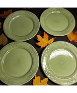 Matceramica Salad Plates 9&quot; Made in Portugal Set of 4 Green Embossed Des... - £52.30 GBP
