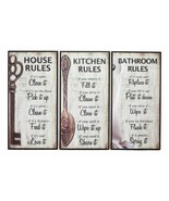 Our Family Rules Wall Art Signs Decor Set Of 3 For Kitchen House Bathroo... - £28.64 GBP