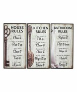 Our Family Rules Wall Art Signs Decor Set Of 3 For Kitchen House Bathroo... - $49.16 CAD