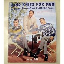 Hand Knits For Men Trendy Retro Sweater Patterns - Knitting Craft Book Vtg 1961 - $11.87