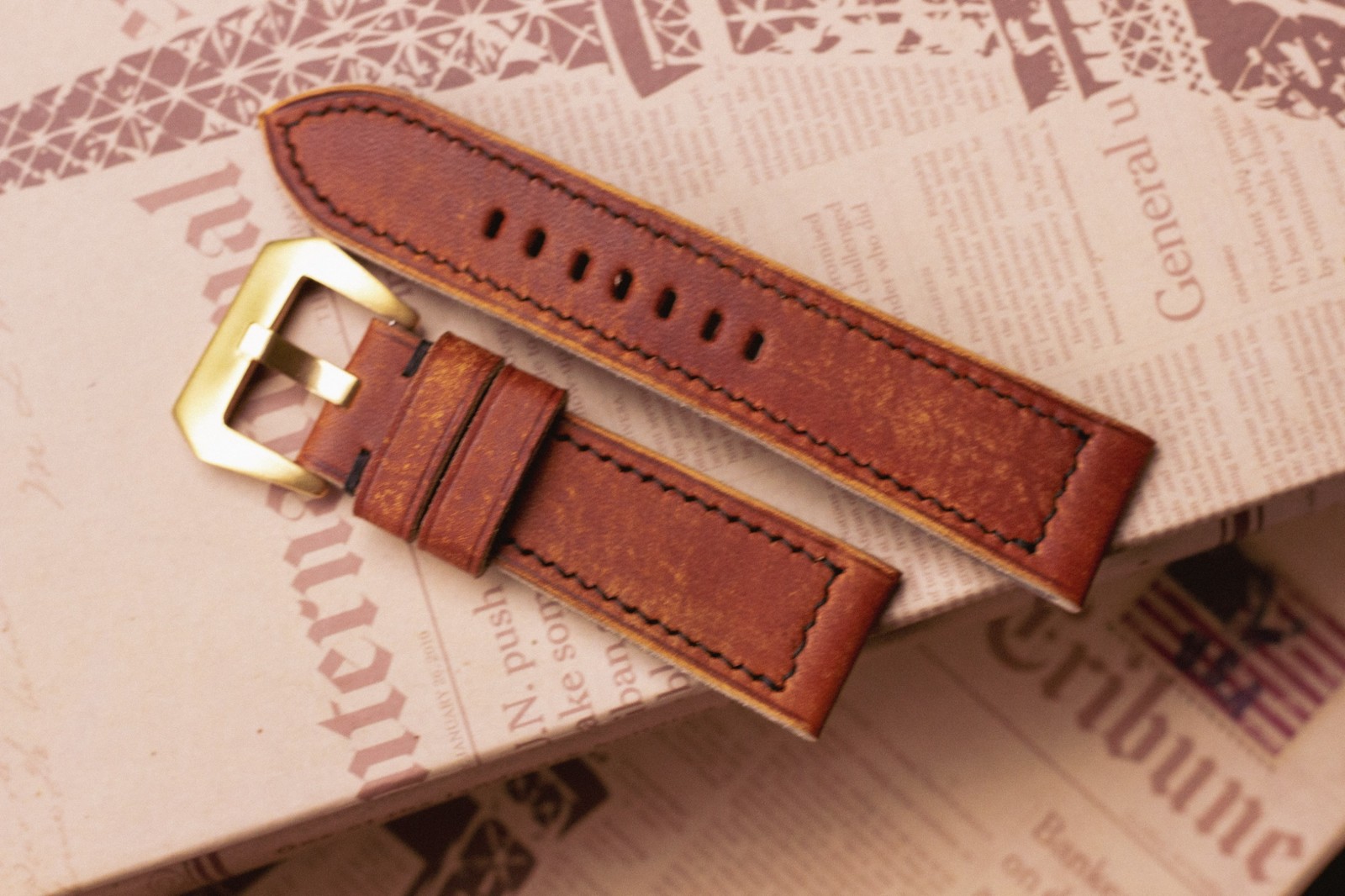 (Customizable, multiple size) Rusty vegtan leather handmade Panerai watc... - $58.99