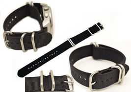 22mm watch band Fits LUMINOX Watches BLACK Nylon  4 Rings S/S Buckle Strap - £14.15 GBP