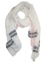 Echo Ladies Scarf All Occasions Ivory Pink Gray Striped 80X29 - £15.97 GBP