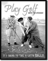Three Stooges Classic Comedy Golf  Lotta Balls Retro Wall Decor Metal Ti... - $10.99