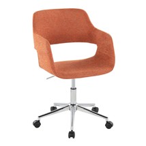 Margarite Contemporary Task Chair in Chrome Metal and Orange Fabric by - $3,542.99 MXN
