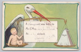 Birth Announcement Stork Baby Mr And Mrs GJ Beck Real Photo Vintage Postcard - $14.45