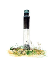 Oak Island Light Lighthouse House Cape Fear River North Carolina Decor Decal Art - $6.95+