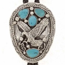Navajo Turquoise Sterling Silver Eagle Mens Bolo Tie Native American G Boyd - £260.35 GBP