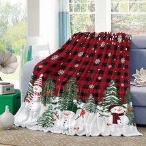 Snowman with Topper Hat Winter Christmas Flannel Throws Blanket, Warm Cozy - £56.74 GBP