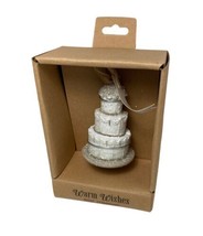 Demdaco  Warm Wishes Mini White Wedding Cake Ornament Silver 2.5 in Gift Boxed - £10.99 GBP