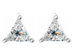 Triangle Natural Mined Diamond Studs 14k White Gold (2.71 Ct E-f SI2 Cla... - $10,107.25