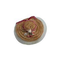 Vintage 1960s Barbie Clone Pink Straw Picture Hat with Ribbon and Flowers - $14.99