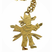 Vintage Crown Trifari Ming Collection Asian Dancer Figure Goldtone Necklace - $57.82