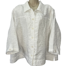 Erin London Womens White Jacquard Shaket Shirt Jacket Size 2X 3/4 Sleeve - $24.70