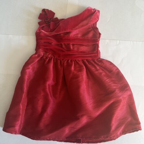 American Girl Red Dress from the Rosy Red Outfit Velvet beaded flower - $15.79
