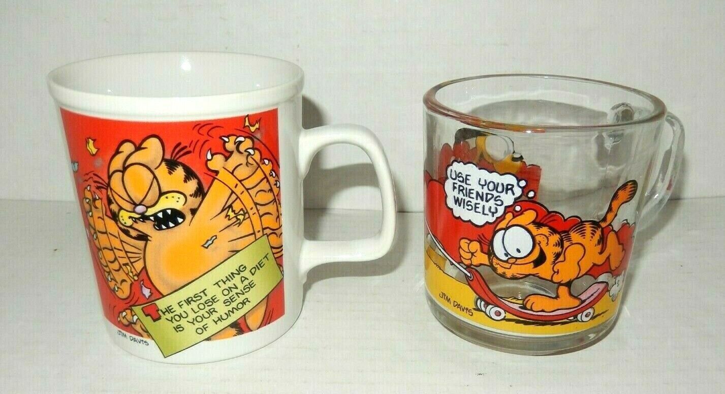 Vintage Pair 1978 Garfield Coffee Mugs Cups Jim Davis United Feature Syndicate - $21.00