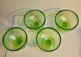 Federal Green Uranium Glass Footed Sherbet Dishes VTG image 3