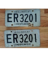 Vintage ILLINOIS 1967 License Plate Land of Lincoln Pair # ER 3201 white... - £6.21 GBP