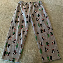 Carters Boys Gray Penguins Green Christmas Trees Fleece Pajama Pants 5 - £5.81 GBP