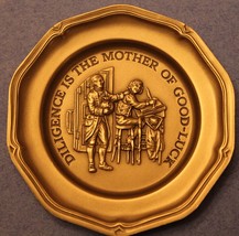 Franklin Mint~Diligence is The Mother Of Good-Luck~Solid Pewter Mini Pla... - $14.40