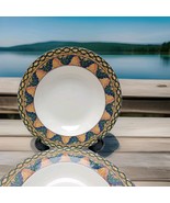 Set of 2 Mikasa Ultima+ Rimmed Soup Bowls HK700 São Paulo Mosaic Pattern - $41.57 CAD