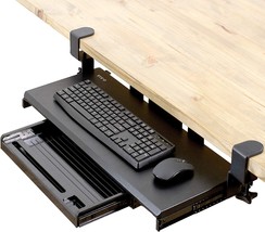 Large Keyboard Tray Under Desk Pull Out C Clamp Mount with Pencil Storag... - £83.30 GBP