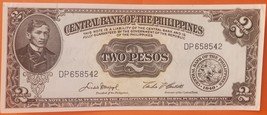 1949 Central Bank of the Philippines Two Pesos Jose Rizal Uncirculated Banknote - £19.94 GBP