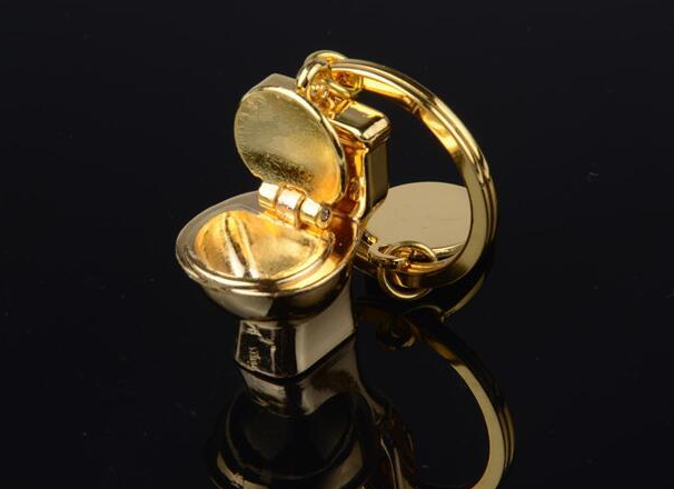 Gold Toilet Key Chain 1pc,Friendship Key Ring,Friends Key chains,Birthda... - $3.70