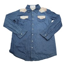 Charming Charlie Shirt Womens L Blue Floral Long Sleeve Button Up Casual Top - £15.55 GBP
