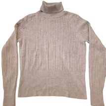 DEANE &amp; WHITE M Soft Beige Cashmere Ribbed Turtleneck Sweater Preppy Cla... - $37.62