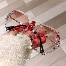 2021 Fashion Brand Design Vintage Rimless Rhinestone Sunglasses Women Men Retro  - £28.08 GBP+