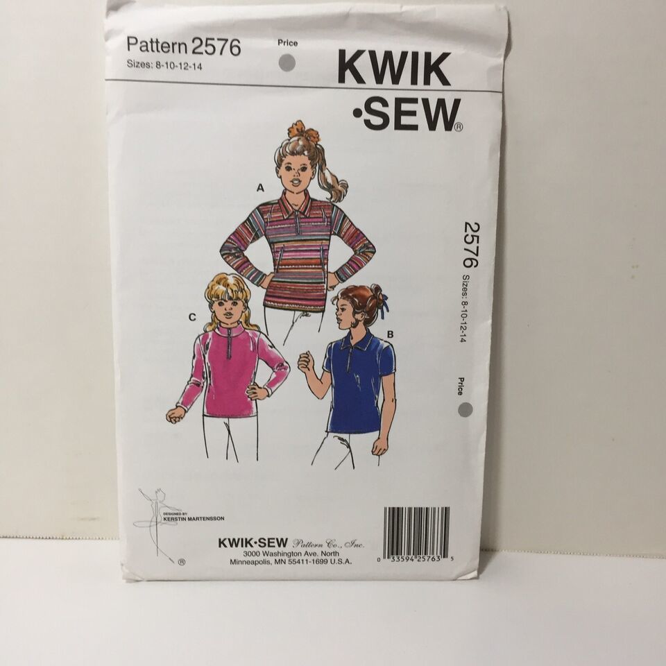 Kwik Sew 2576 Size 8-14 Girls' Tops Stretch Knits - $12.86