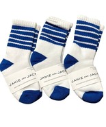 Janie and Jack Crew Socks Lot of 3 pair white blue striped Size 12-24 mo... - $27.06 CAD
